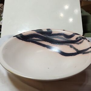 Abstract Black Pink and Cream Ceramic Bowl